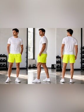 NWOT Lululemon Pace Breaker Lined Shorts Mens Medium Neon Yellow 7" Running Gym